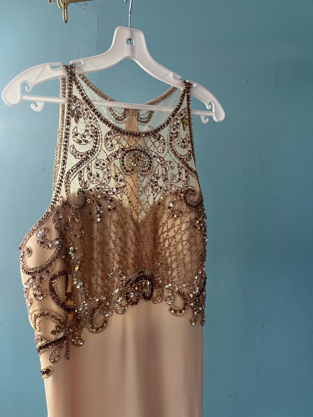 Cream Gown with Gold Embellished Bodice - Picture 10 of 10